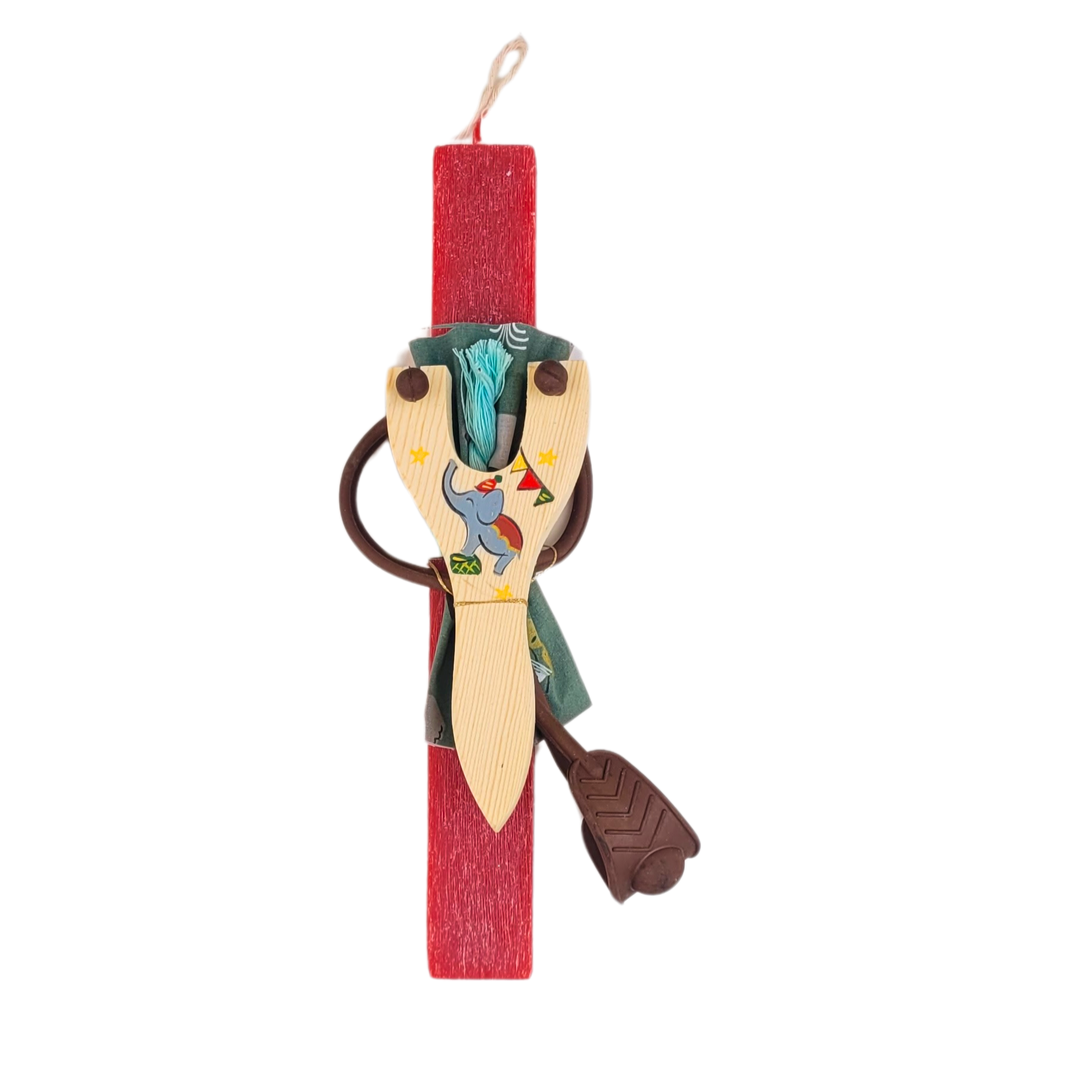 Χειροποίητη Παιδική Ξυστή Αρωματική λαμπάδα Elephant σφεντόνα 29cm