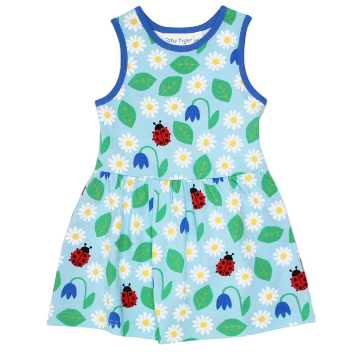 Kid's dress from organic cotton with ladybug and flower print 3-4Y Toby Tiger