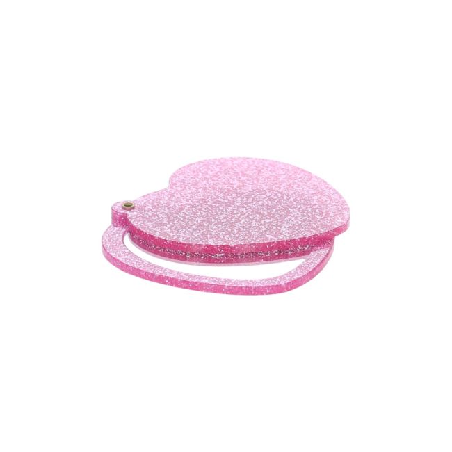 Kid's Pink glittery heart-shaped pocket mirror