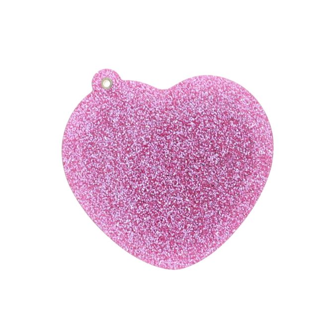 Kid's Pink glittery heart-shaped pocket mirror