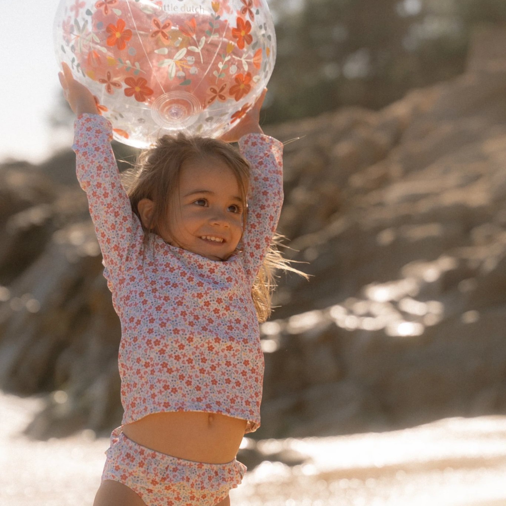 Παιδικό μαγιό μπικίνι με βολάν Sunny Flowers multicolour 9M-4Y Little Dutch