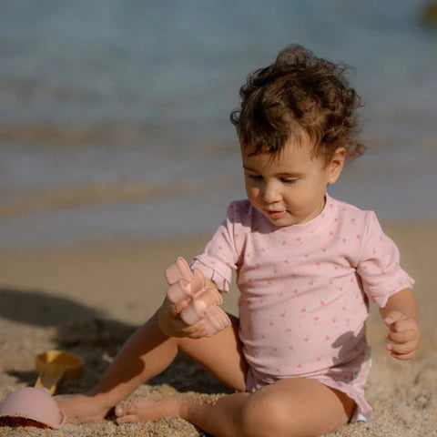 Παιδικό κοντομάνικο μπλουζάκι με προστασία UV Sunny Flowers Blush 6M - 4Y Little Dutch