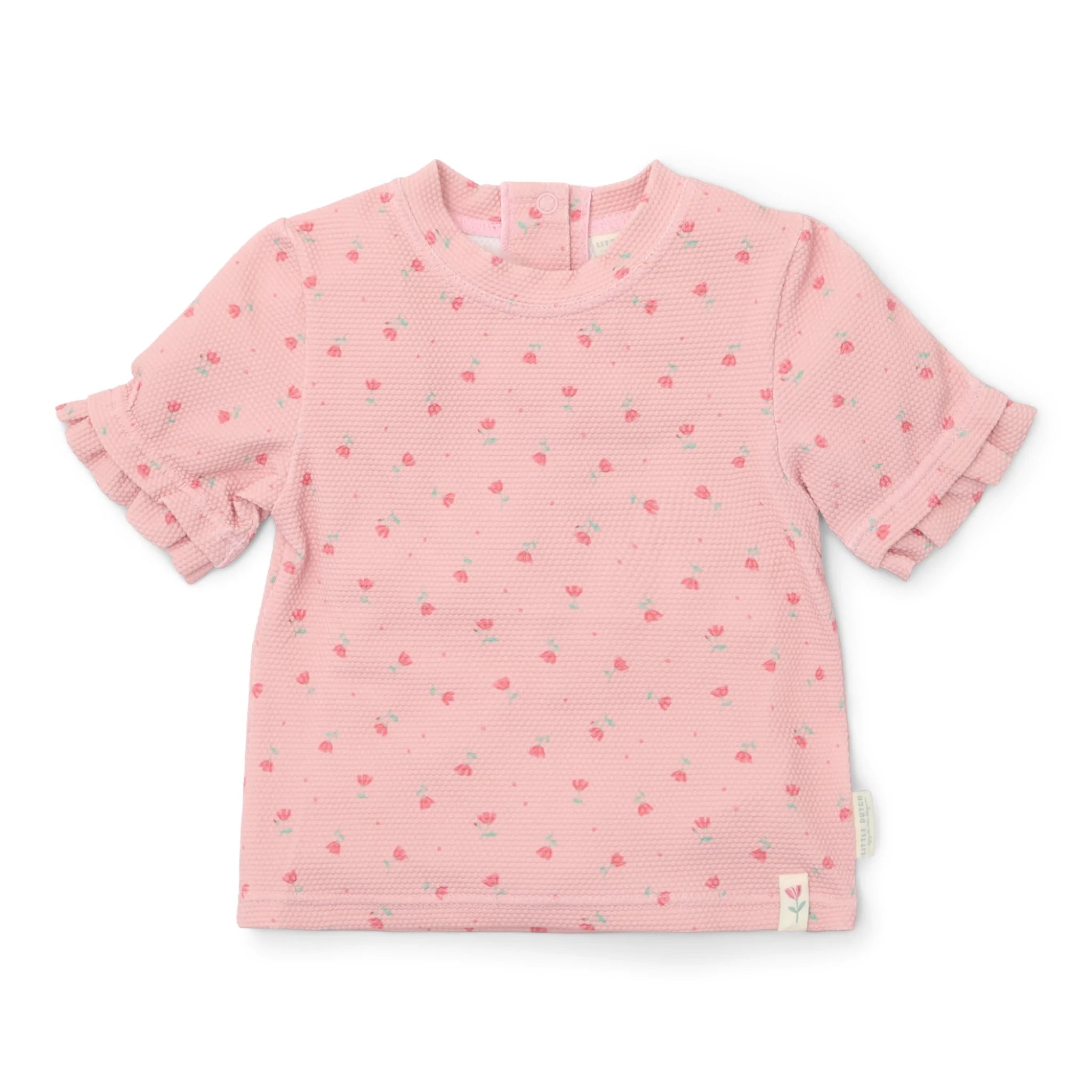 Παιδικό κοντομάνικο μπλουζάκι με προστασία UV Sunny Flowers Blush 6M - 4Y Little Dutch