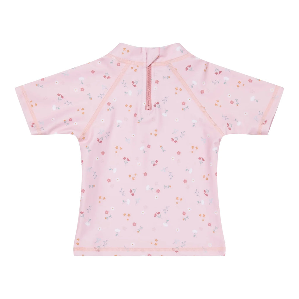 Παιδικό μαγιό κοντομάνικο μπλουζάκι με προστασία UV Little Pink Flowers size 3Μ-6Μ Little Dutch