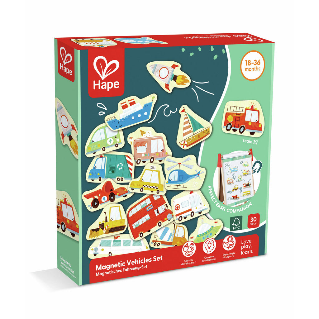 Παιδικοί ξύλινοι μαγνήτες Οχήματα  18 μηνών+ Hape Early Explorer