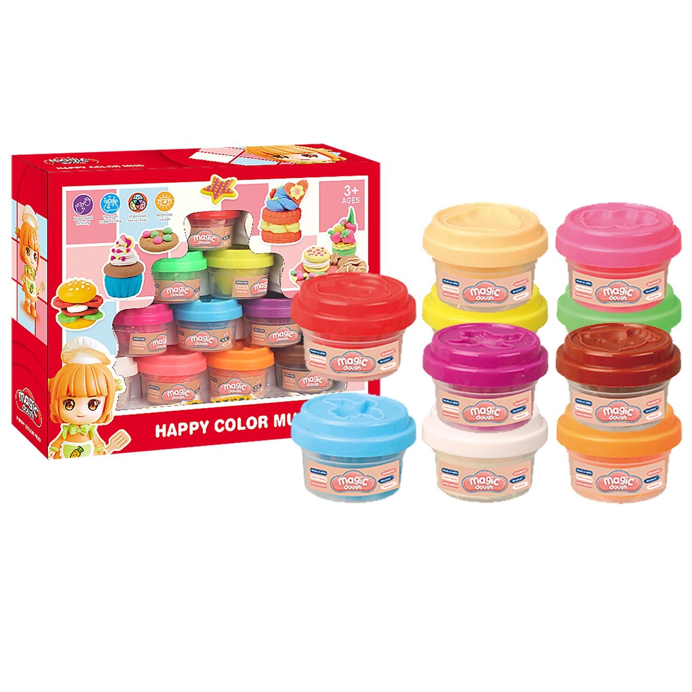 Παιδικό παιχνίδι 10τμχ πλαστελίνες σε κουτάκια 3 ετών+