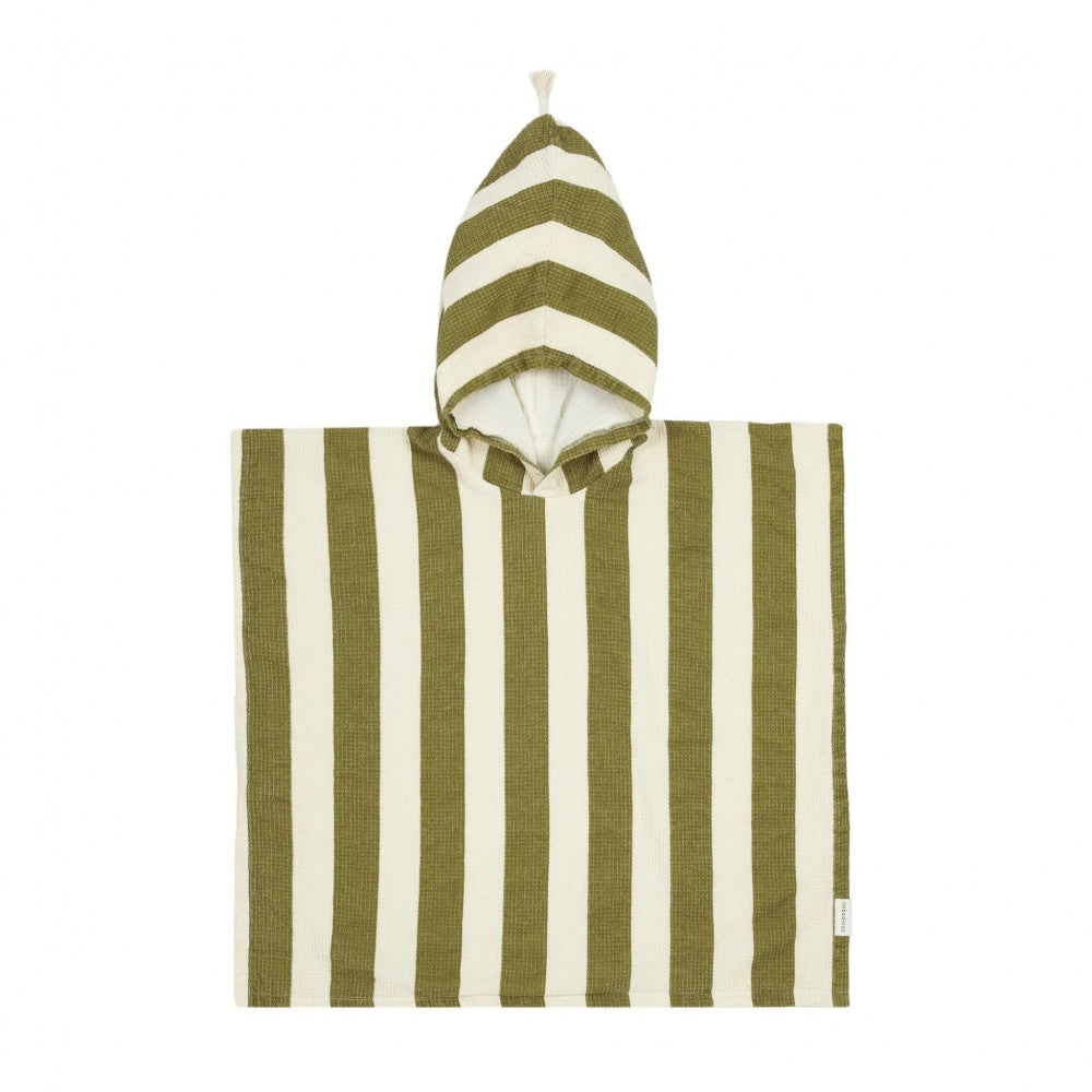 Blue Waves Waffle Portofino Organic Cotton Beach Poncho for Kids 3-9 Years - NOBODINOZ