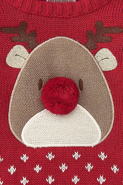 Βρεφικό βαμβακερό πλεκτό πουλόβερ με τάρανδο 0-9μηνών