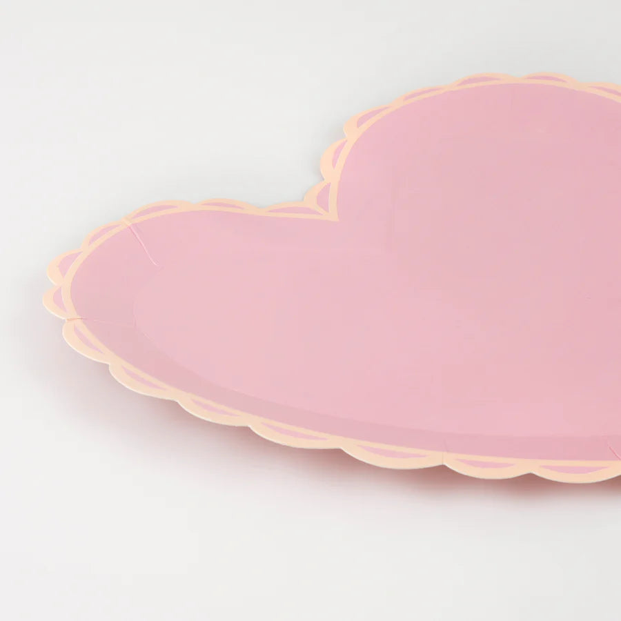 Pastel Heart shaped paper plates 8 pcs