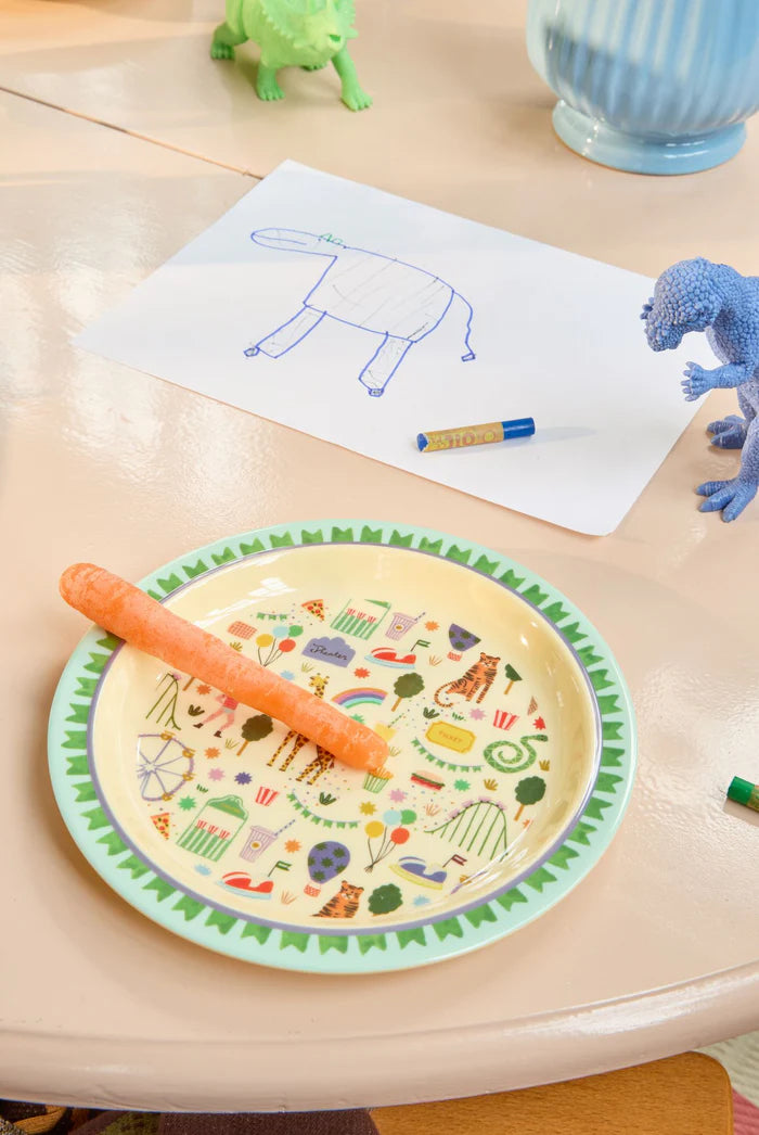 Kids melamine Plate Fun Fair - Mint  Rice