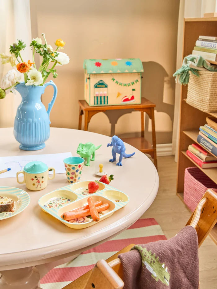 Kids melamine 4 room Plate Fun Fair - Mint  Rice