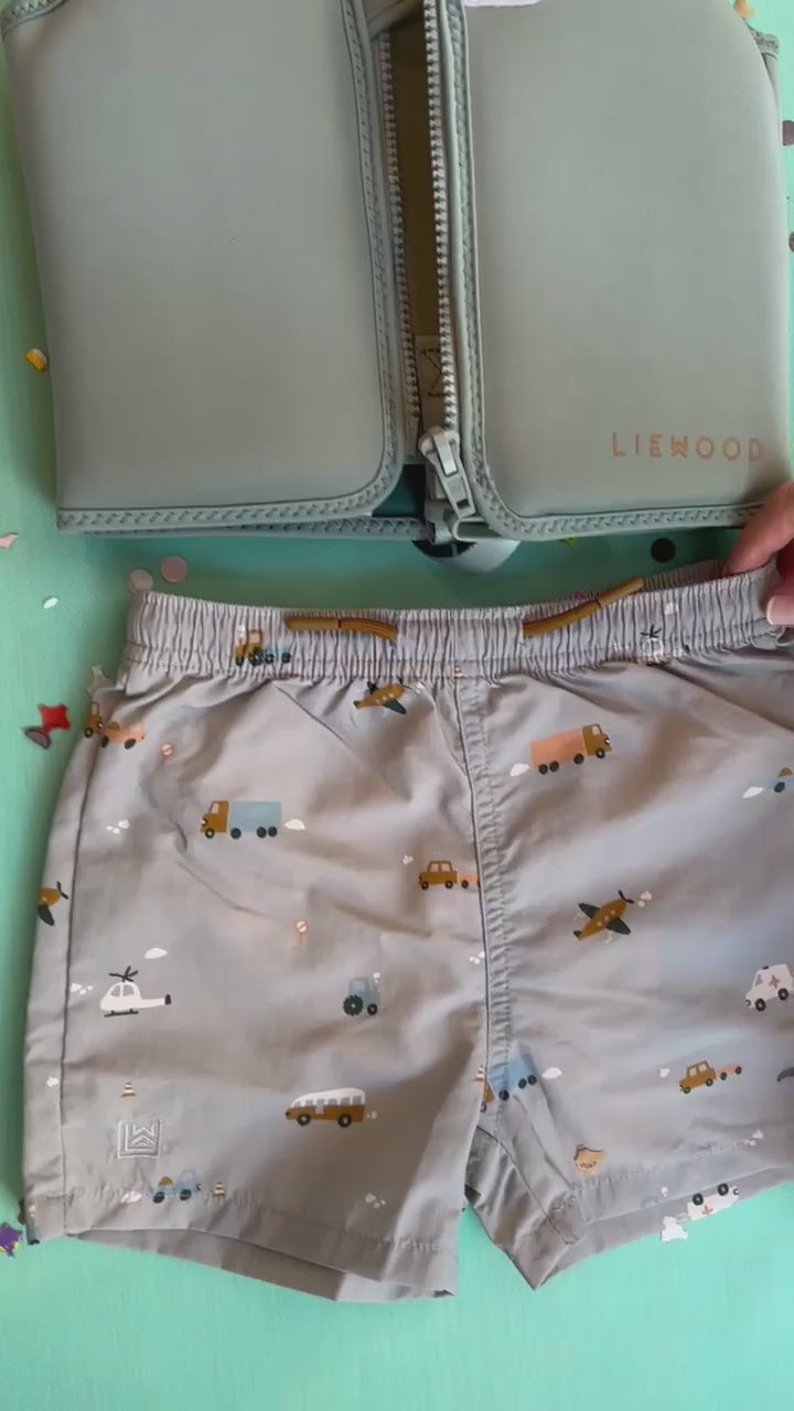 Children's swimming shorts Vehicles/dove blue print 12M-10Years - Liewood