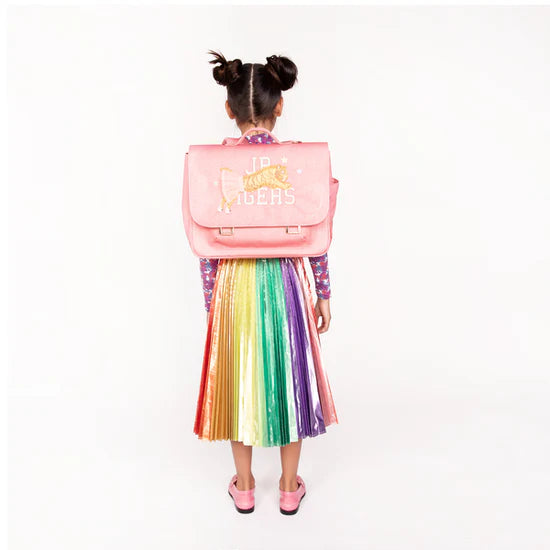 Ρετρό σχολικη τσάντα πλάτης - It Bag Midi - Tutu Tiger (Pink melange) 30x38x15cm- 6Y+ Jeune Premier