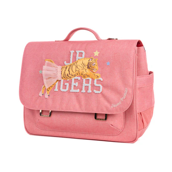 Ρετρό σχολικη τσάντα πλάτης - It Bag Midi - Tutu Tiger (Pink melange) 30x38x15cm- 6Y+ Jeune Premier