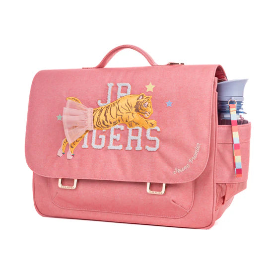 Ρετρό σχολικη τσάντα πλάτης - It Bag Midi - Tutu Tiger (Pink melange) 30x38x15cm- 6Y+ Jeune Premier