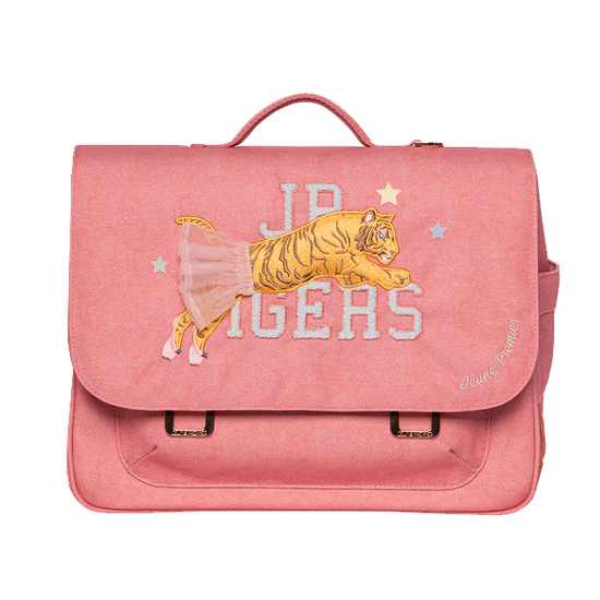 Ρετρό σχολικη τσάντα πλάτης - It Bag Midi - Tutu Tiger (Pink melange) 30x38x15cm- 6Y+ Jeune Premier