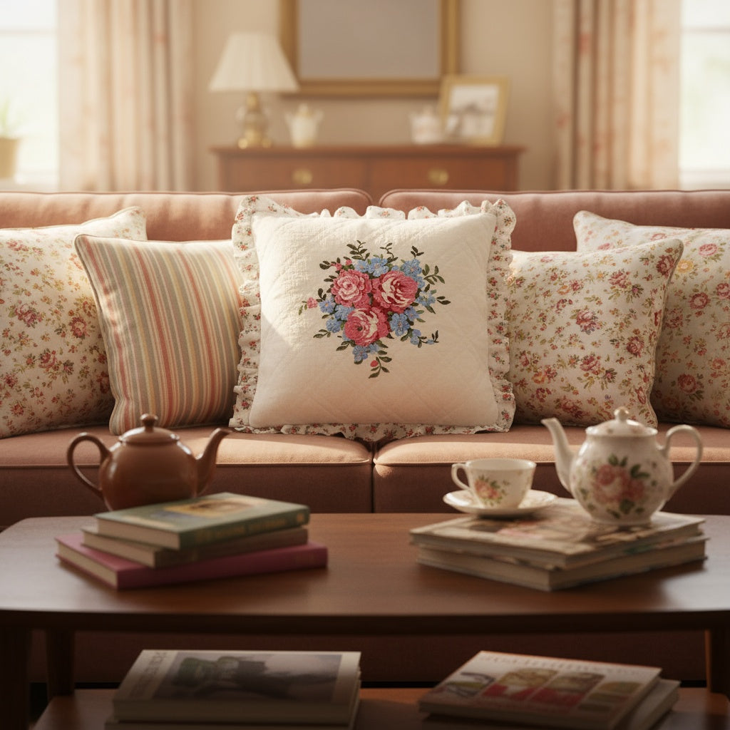 Cushion cover Laura white with embroidery 40x40cm