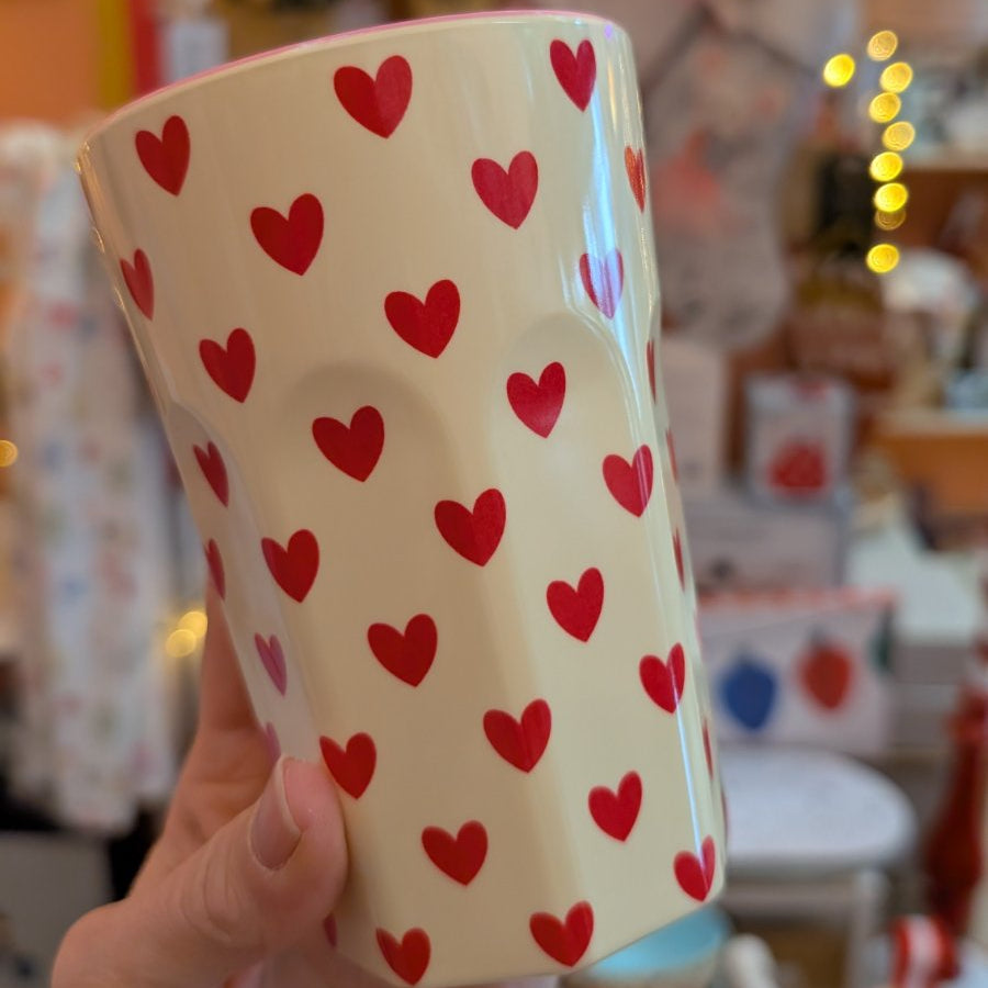 Kids melamine dessert Plate Hearts Pink  Rice