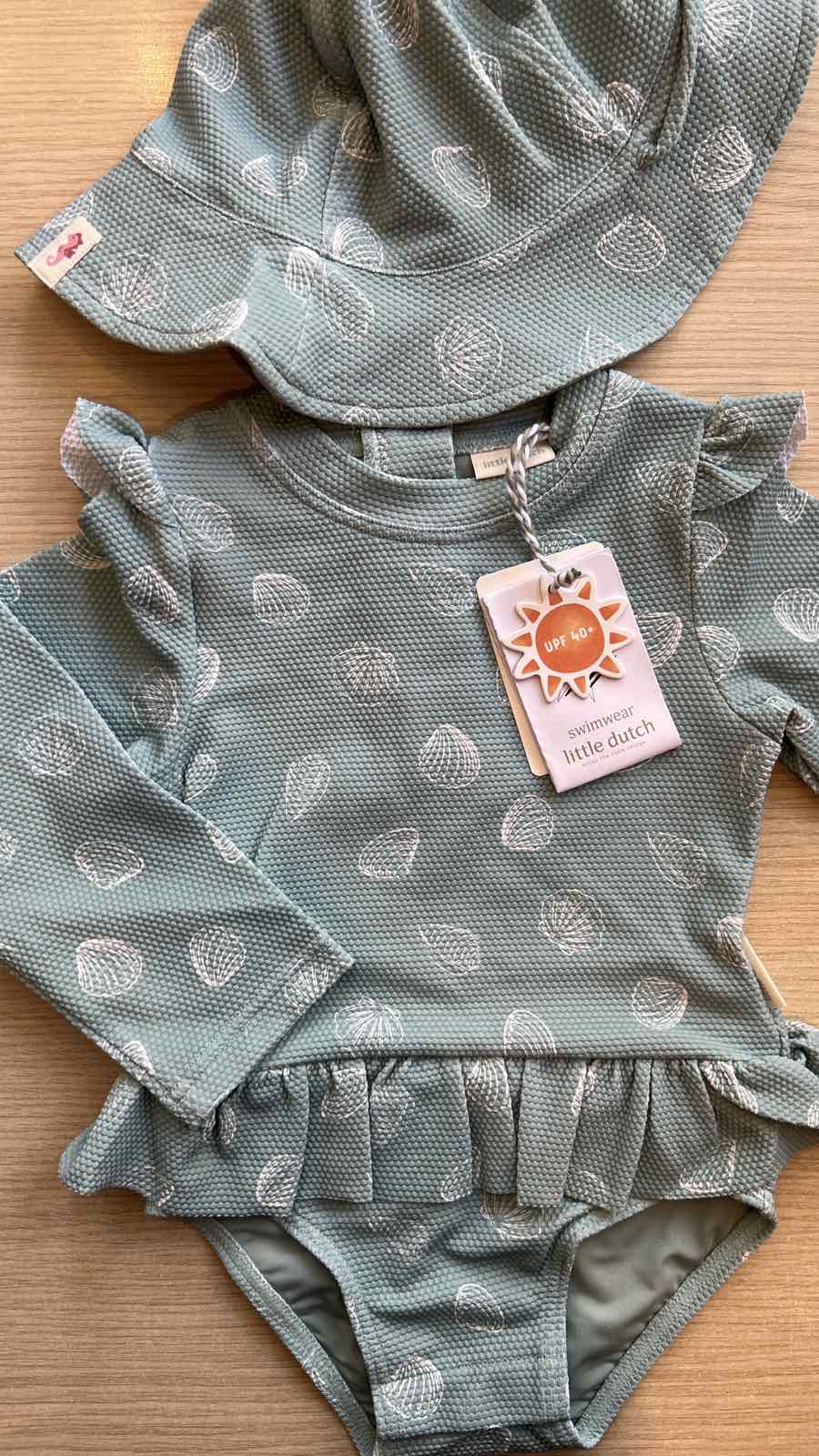 Kid's one-piece swimsuit with UV50 protection Ocean treasures Surf Blue 9M-4Y Little Dutch