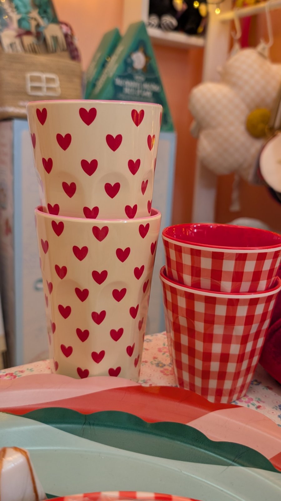 Kids melamine dessert Plate Hearts Pink  Rice