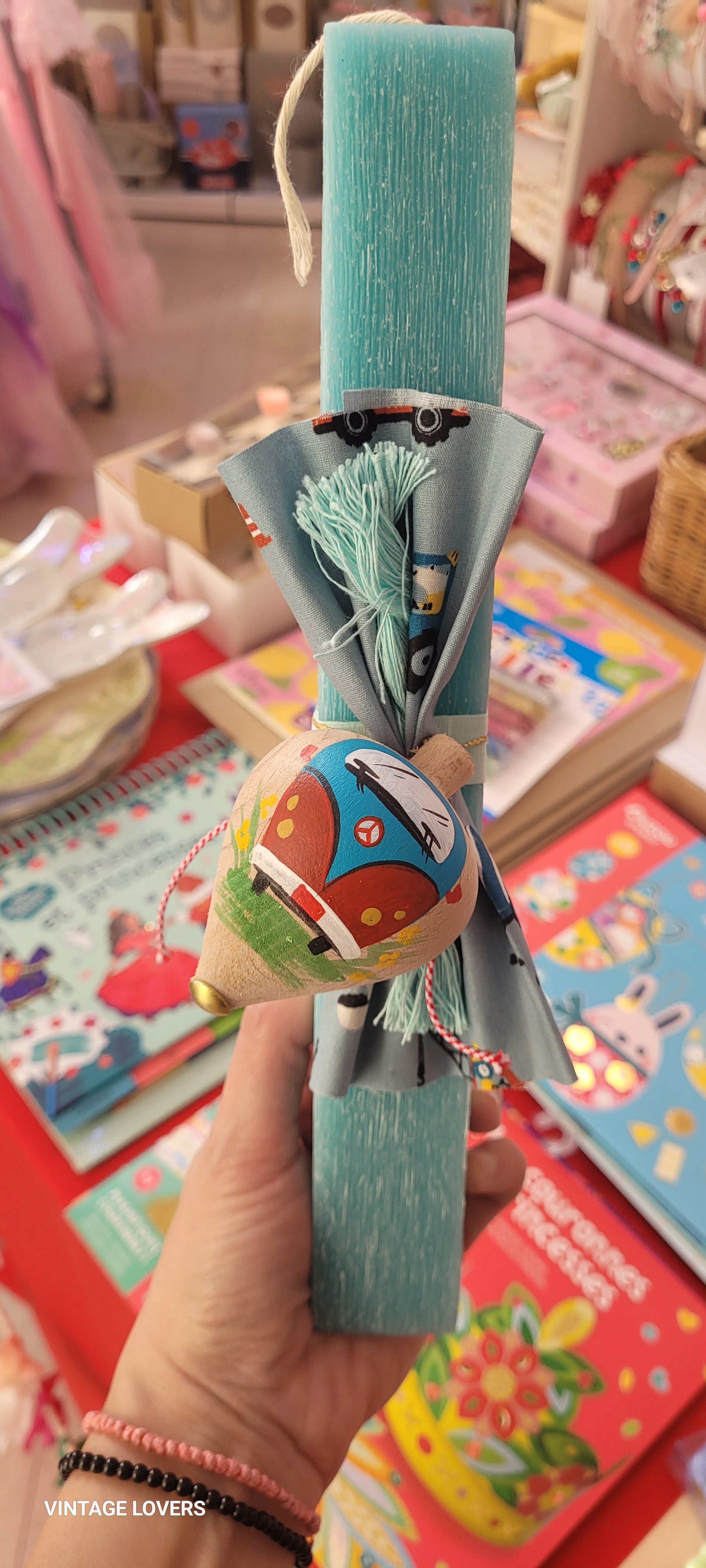 Children's Scratch Scented Candle with wooden spinning toy 29cm