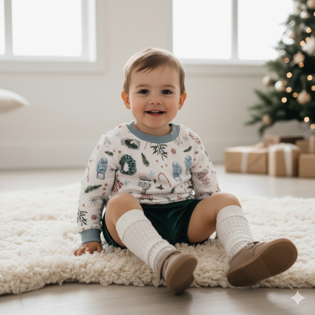 Παιδική μπλούζα-φούτερ οργανικό βαμβάκι 'Warm Wishes'-Miley+Moss 3-24months