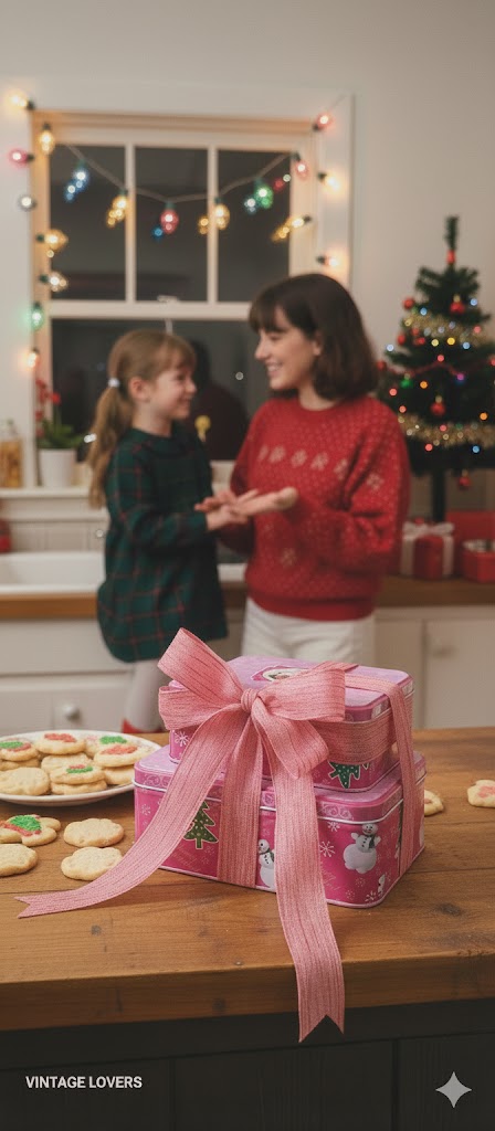 Σετ 3 Ροζ Ορθογώνια Μεταλλικά Κουτιά  – Χριστουγεννιάτικη Διακόσμηση