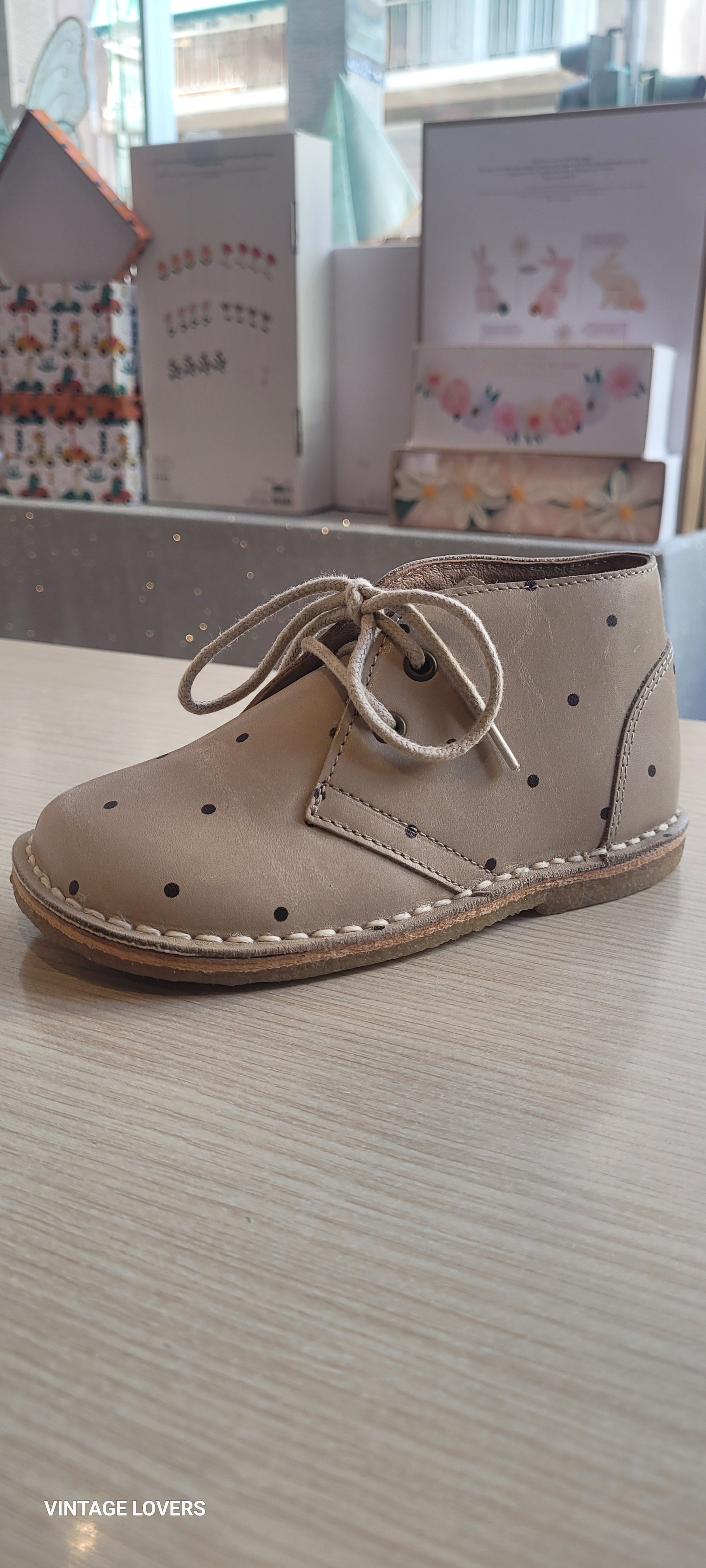 Kid's leather boots Suede Dot magnet-Dove- Size 22-30 Konges Slojd