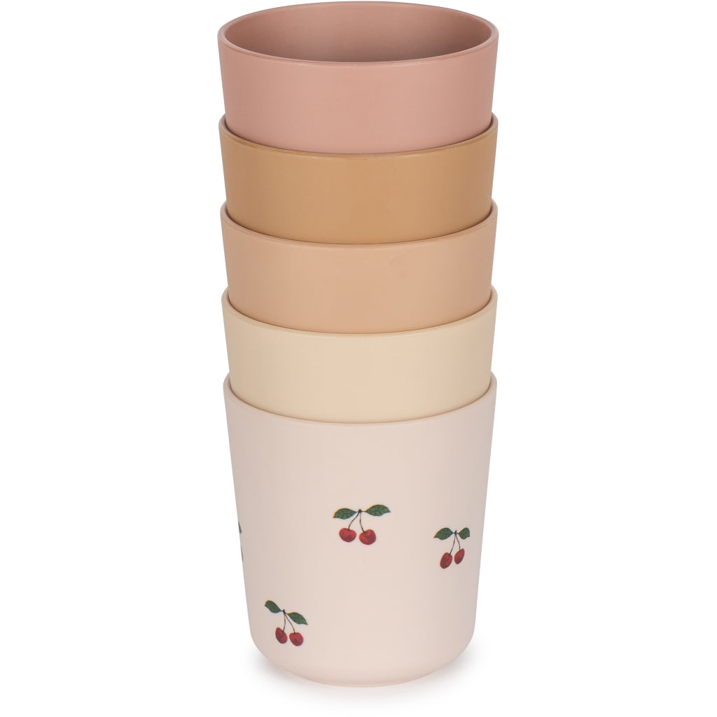 Set 5 PLA cups Cherry mix 7x7.5cm Konges Slojd