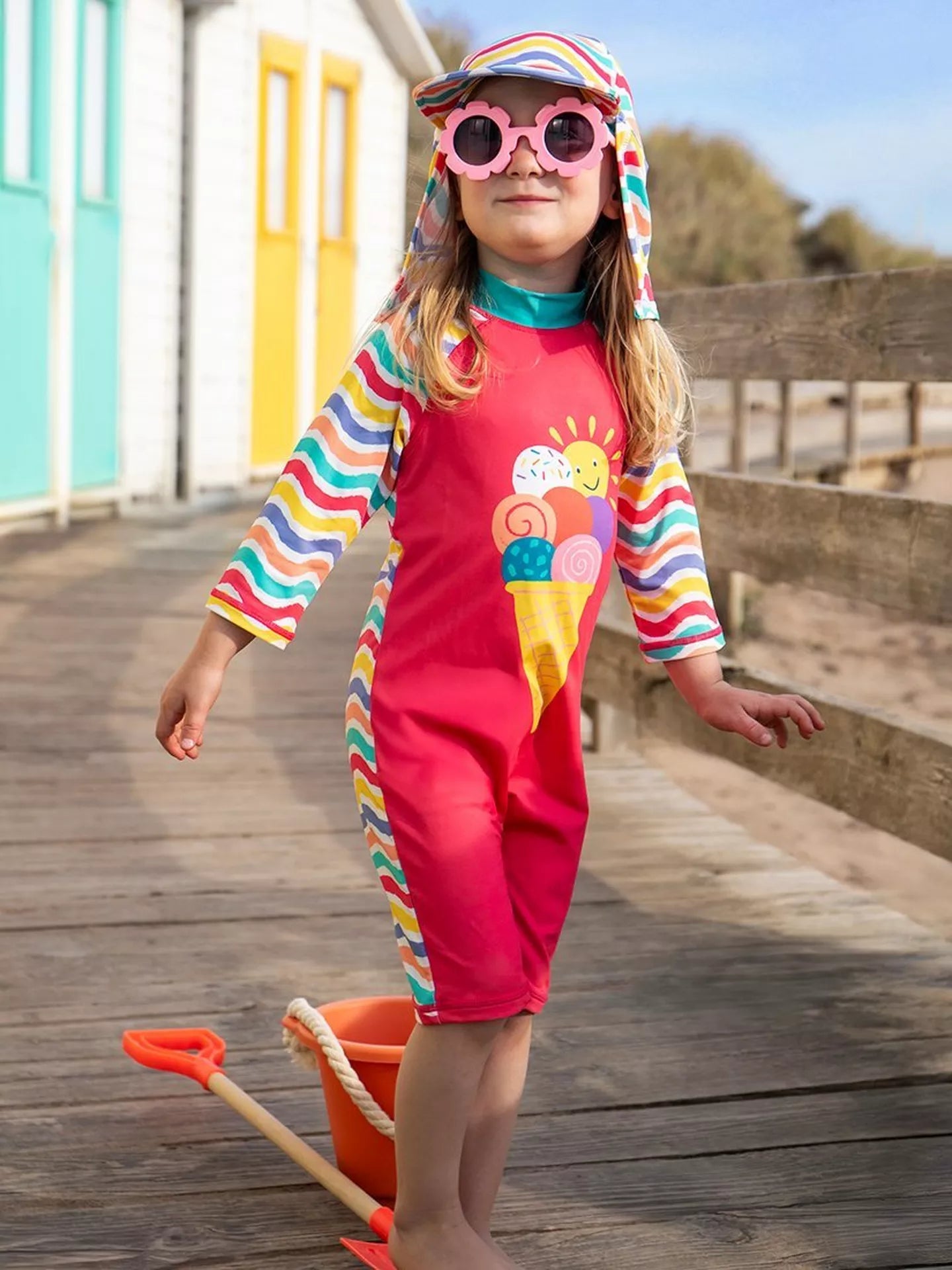 Kid's UV Sun Cap Rainbow Waves 6M-4Υ Frugi