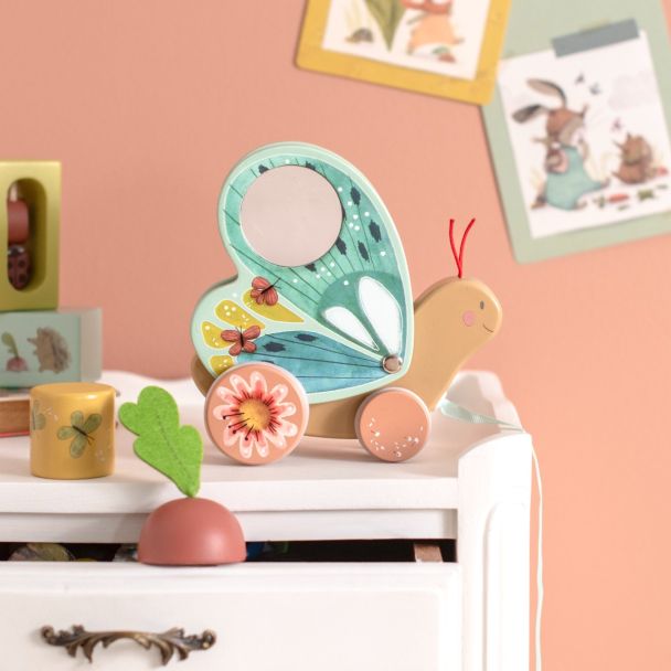 Wooden children's toy butterfly roller coaster 10 months+ Moulin Roty