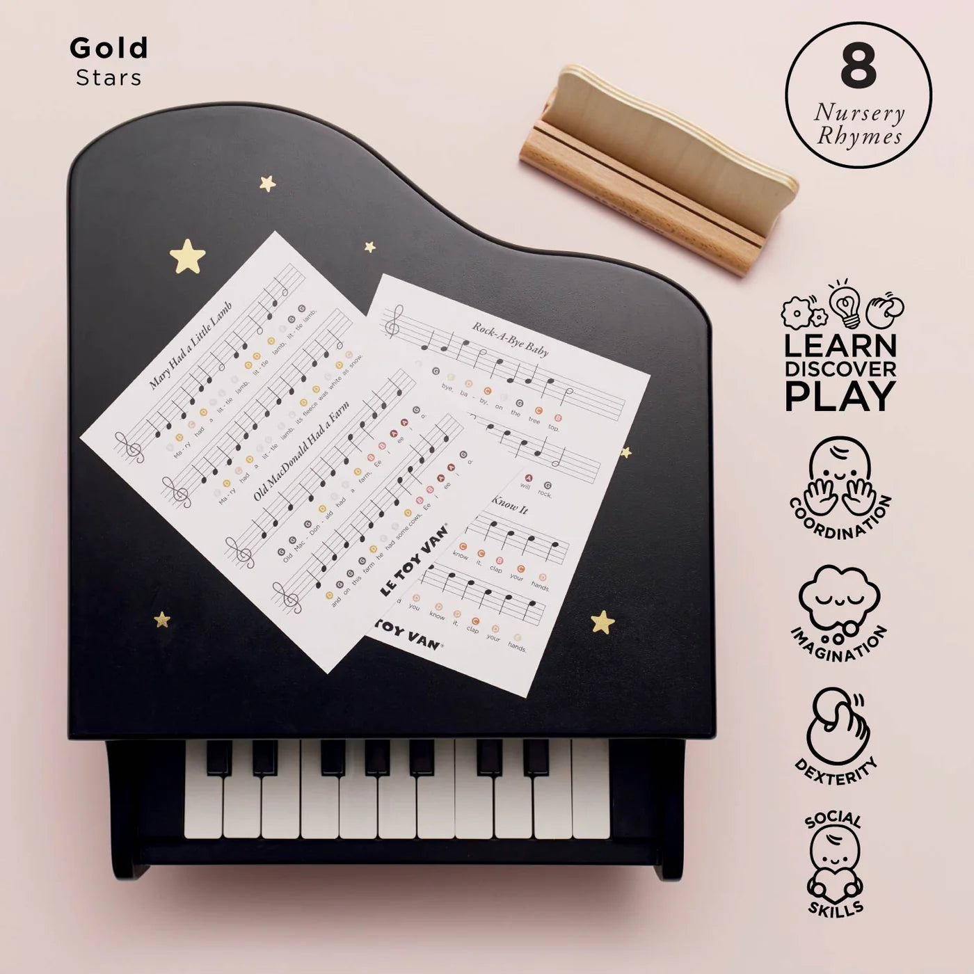 Kid's wooden toy Grand Piano 34x42x24cm  3+