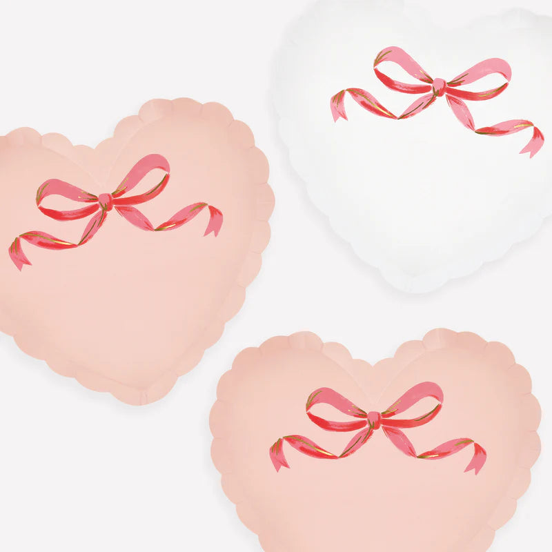 Heart shaped paper plates with ribbons 8pcs Meri Meri