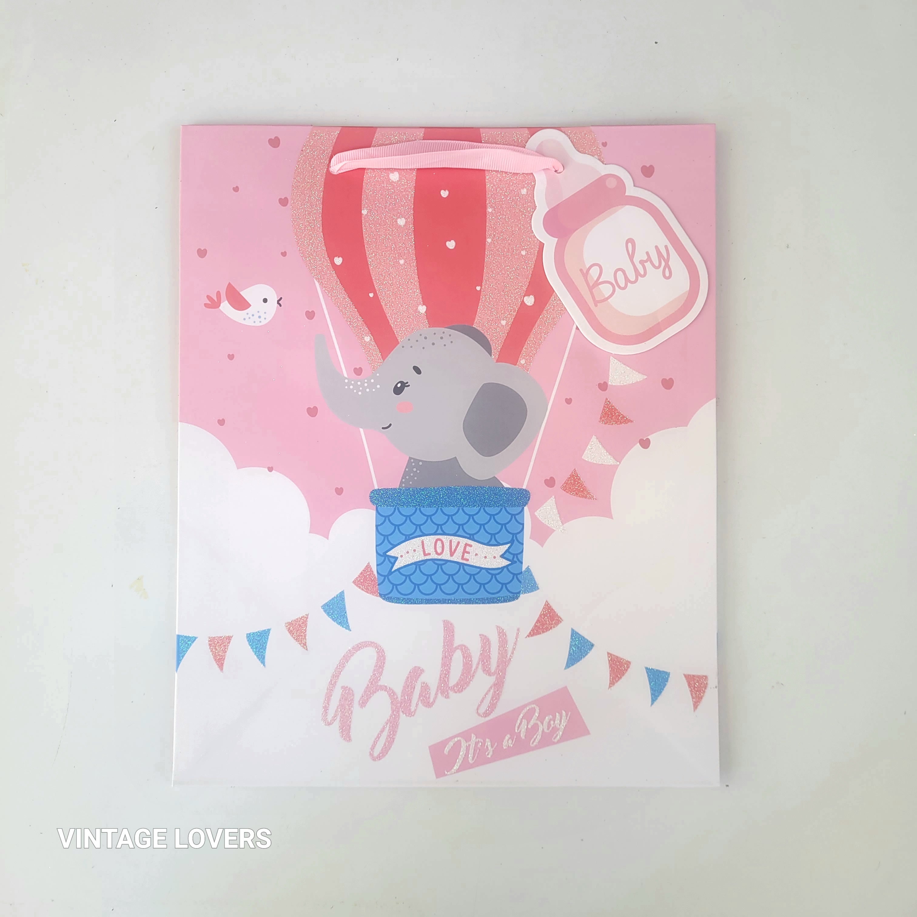 Xάρτινη τσάντα δώρου για νεογέννητο New Baby - Small 18x23x10cm και Medium 26x32x12cm