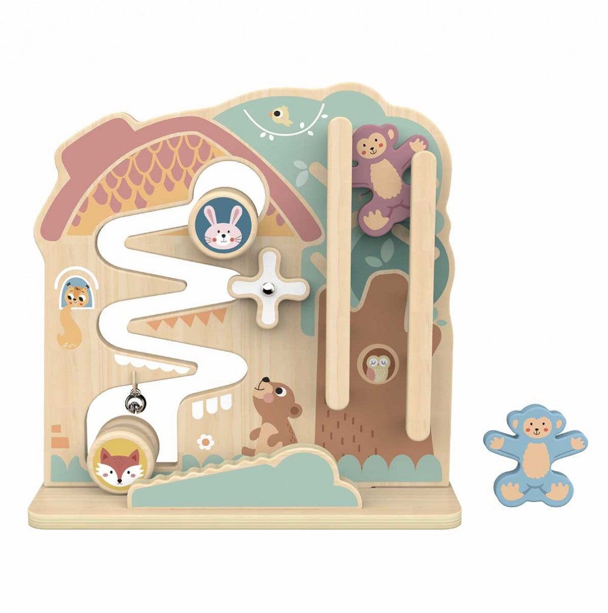 Wooden children's toy activity board 2 in 1 pastel 18+ months 29.6x6x30.5cm Tooky Toy