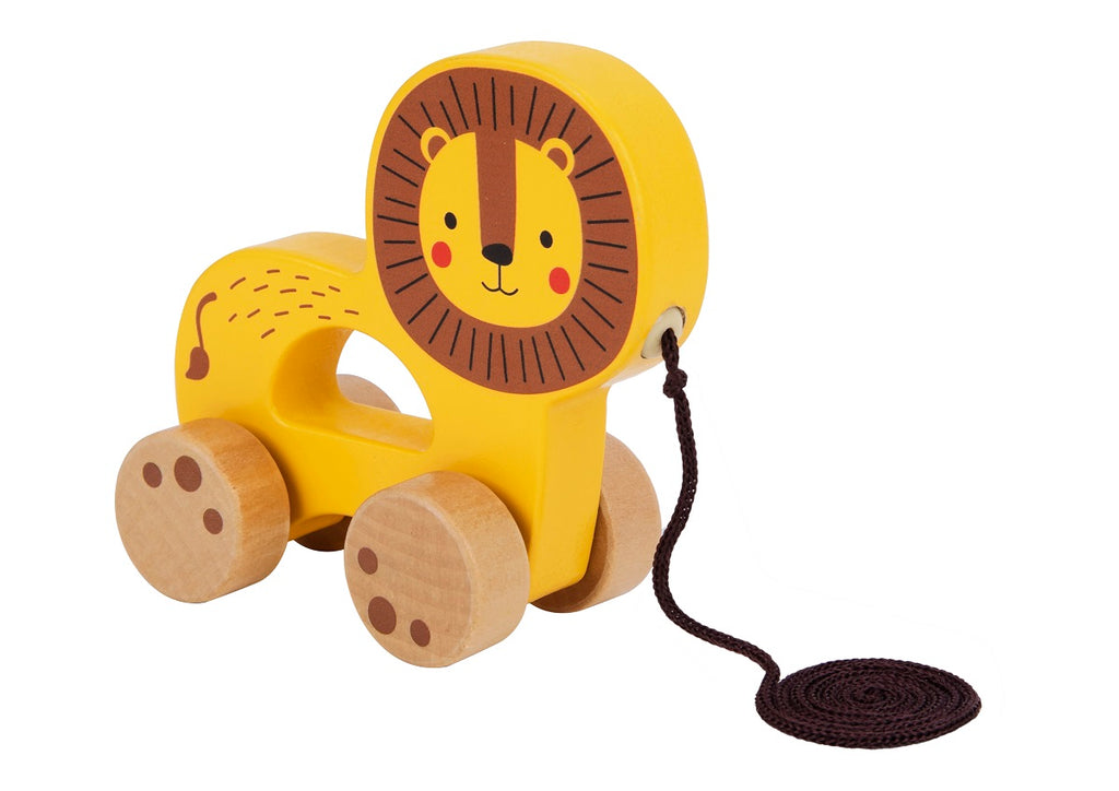 Wooden children's sliding toy Lion 18m+ 14.8x16.2x6.5cm Tooky Toy