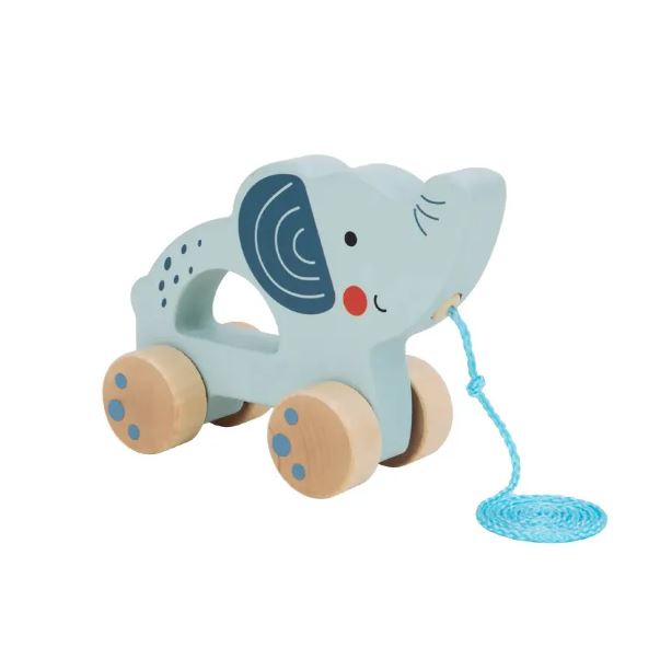 Wooden children's sliding toy elephant 18m+ 14.8x16.2x6.5cm Tooky Toy
