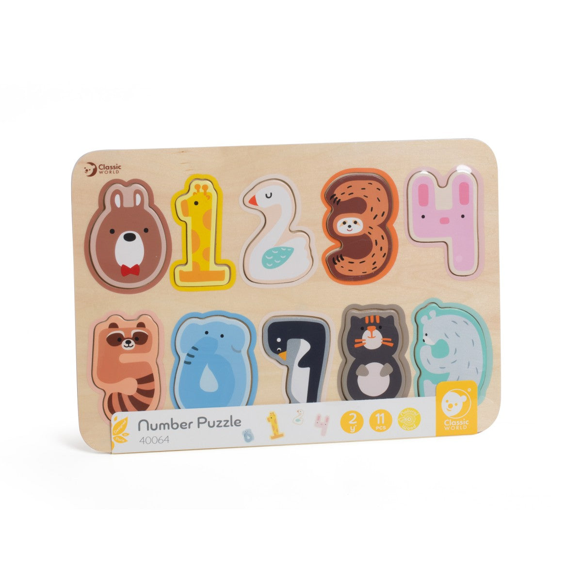 Wooden children’s puzzle toy Number Insert Pieces +2 years 30x21x1 cm