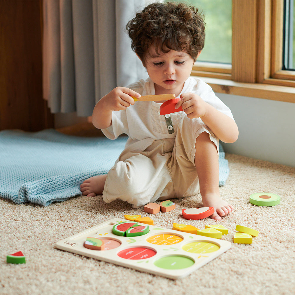 Wooden children’s puzzle toy Cutting Board  - Fruits +18 months 30x19.7x1.5 cm