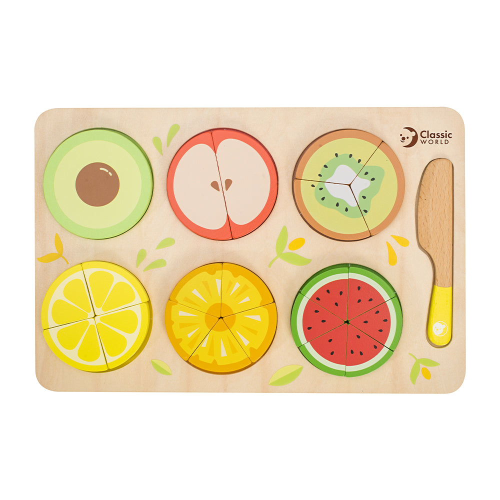 Wooden children’s puzzle toy Cutting Board  - Fruits +18 months 30x19.7x1.5 cm