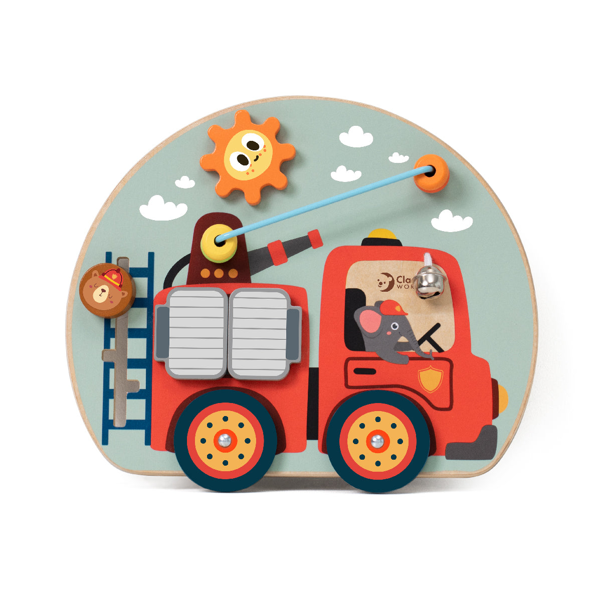 Wooden children's toy activity board Fire Truck 12+ months 