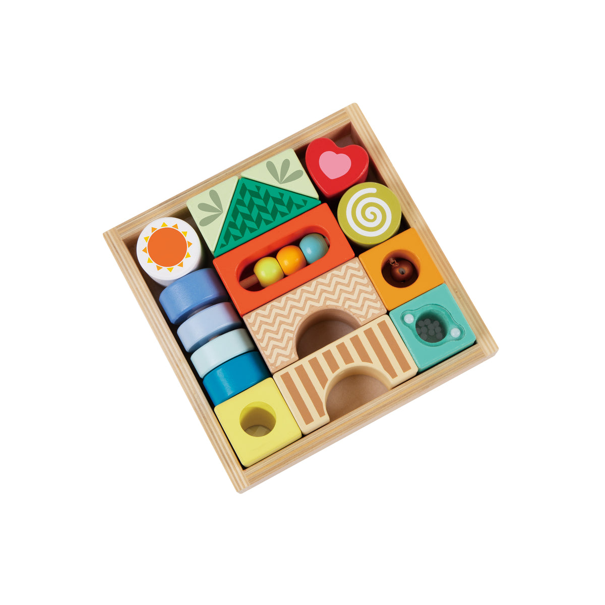 Wooden Set of Building Blocks with Sound Stimuli 18+ Months