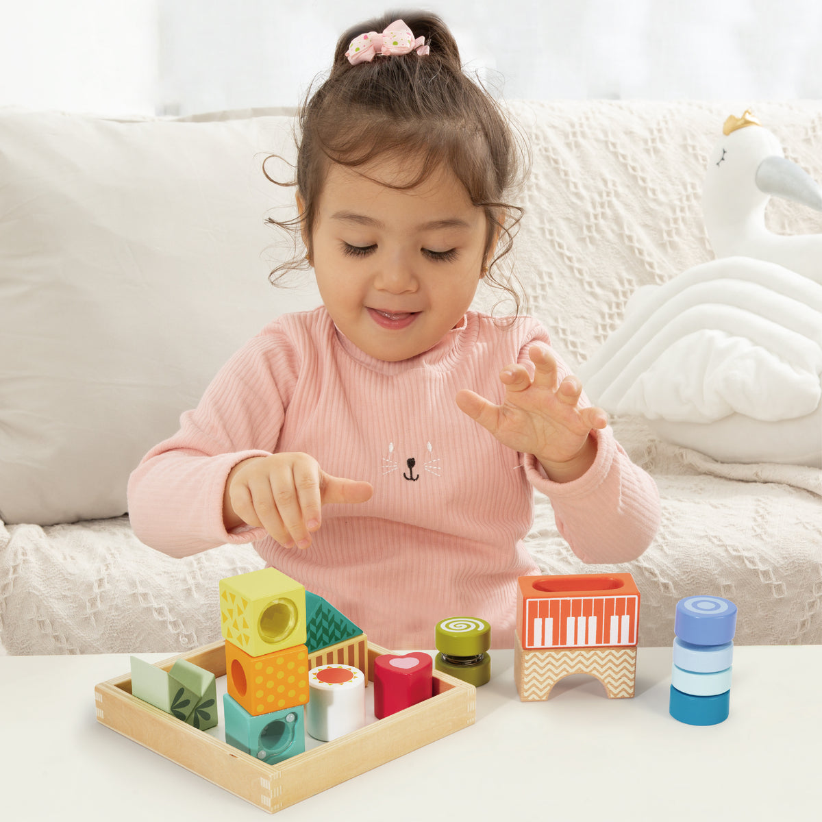 Wooden Set of Building Blocks with Sound Stimuli 18+ Months