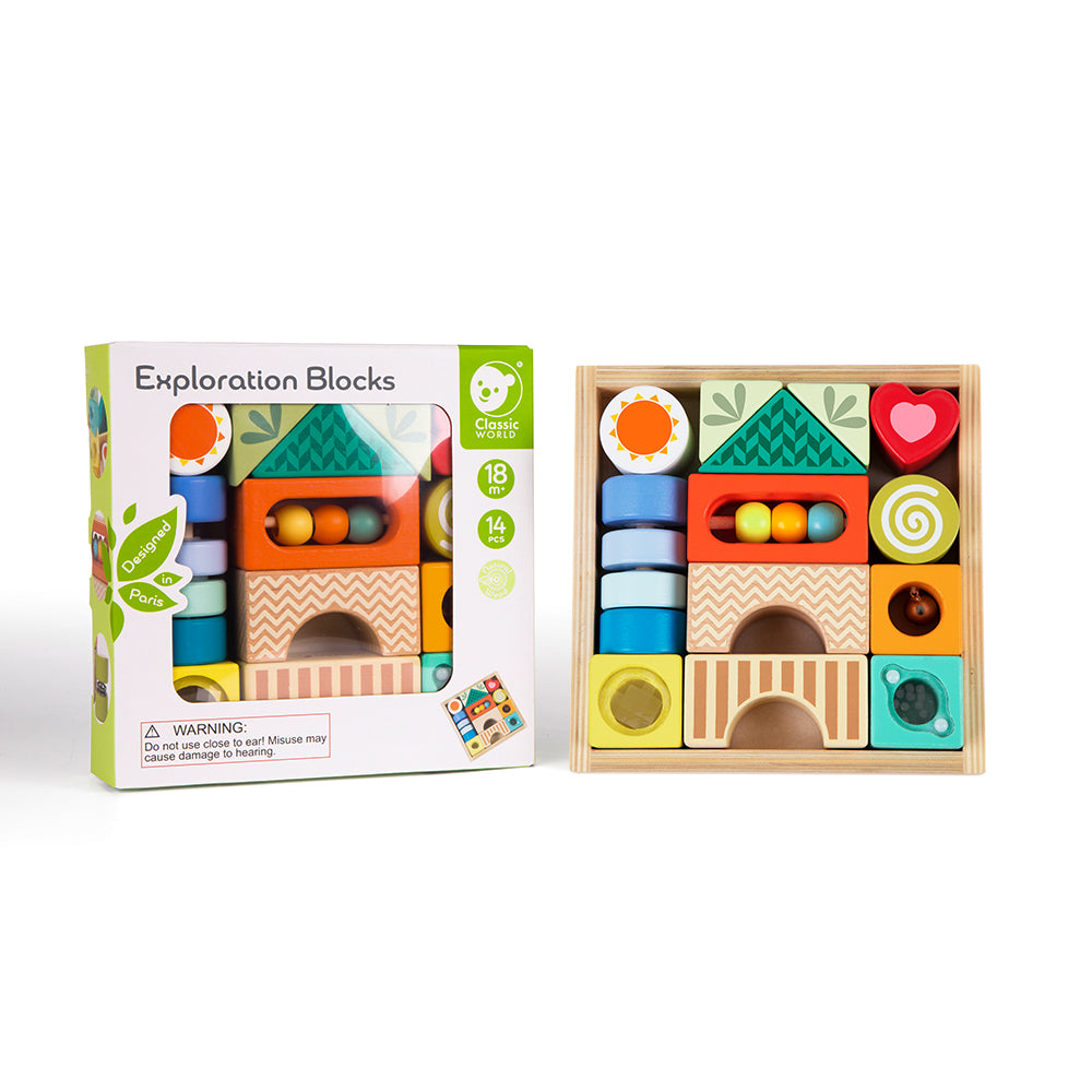 Wooden Set of Building Blocks with Sound Stimuli 18+ Months