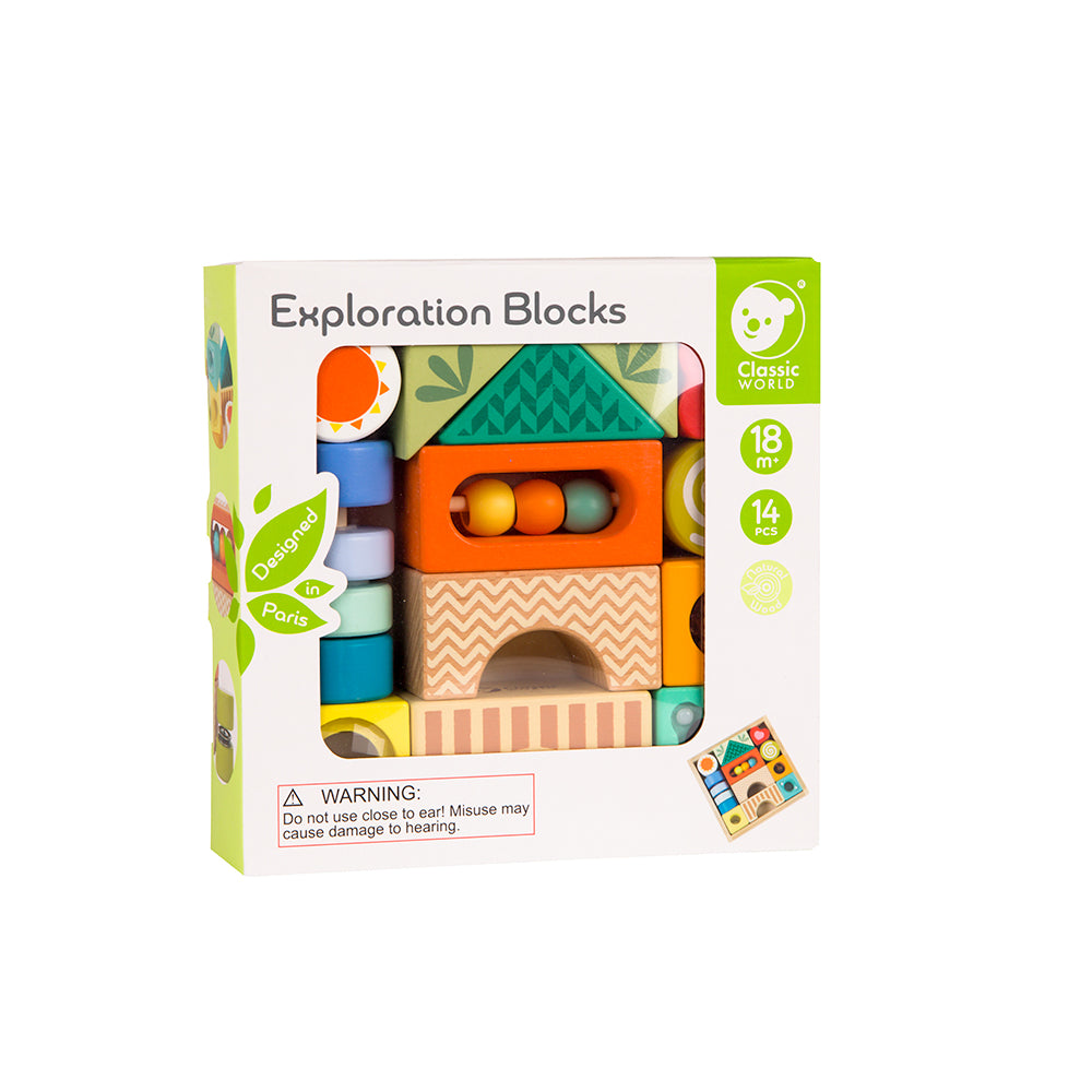 Wooden Set of Building Blocks with Sound Stimuli 18+ Months