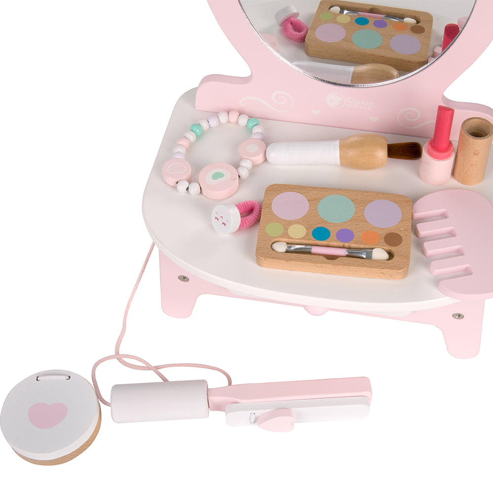 Ξύλινο παιδικό παιχνίδι Τραπέζι ομορφιάς Boudoir με αξεσουάρ 3+ ετών