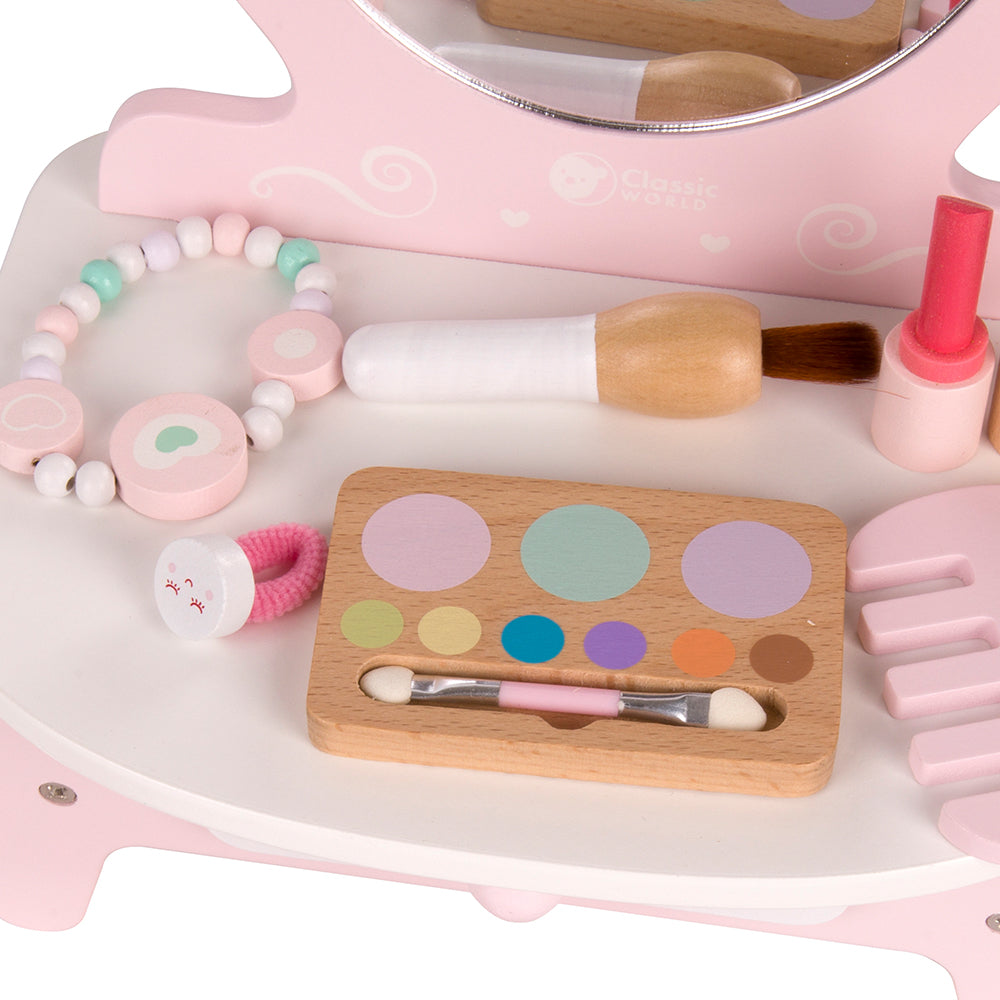 Ξύλινο παιδικό παιχνίδι Τραπέζι ομορφιάς Boudoir με αξεσουάρ 3+ ετών