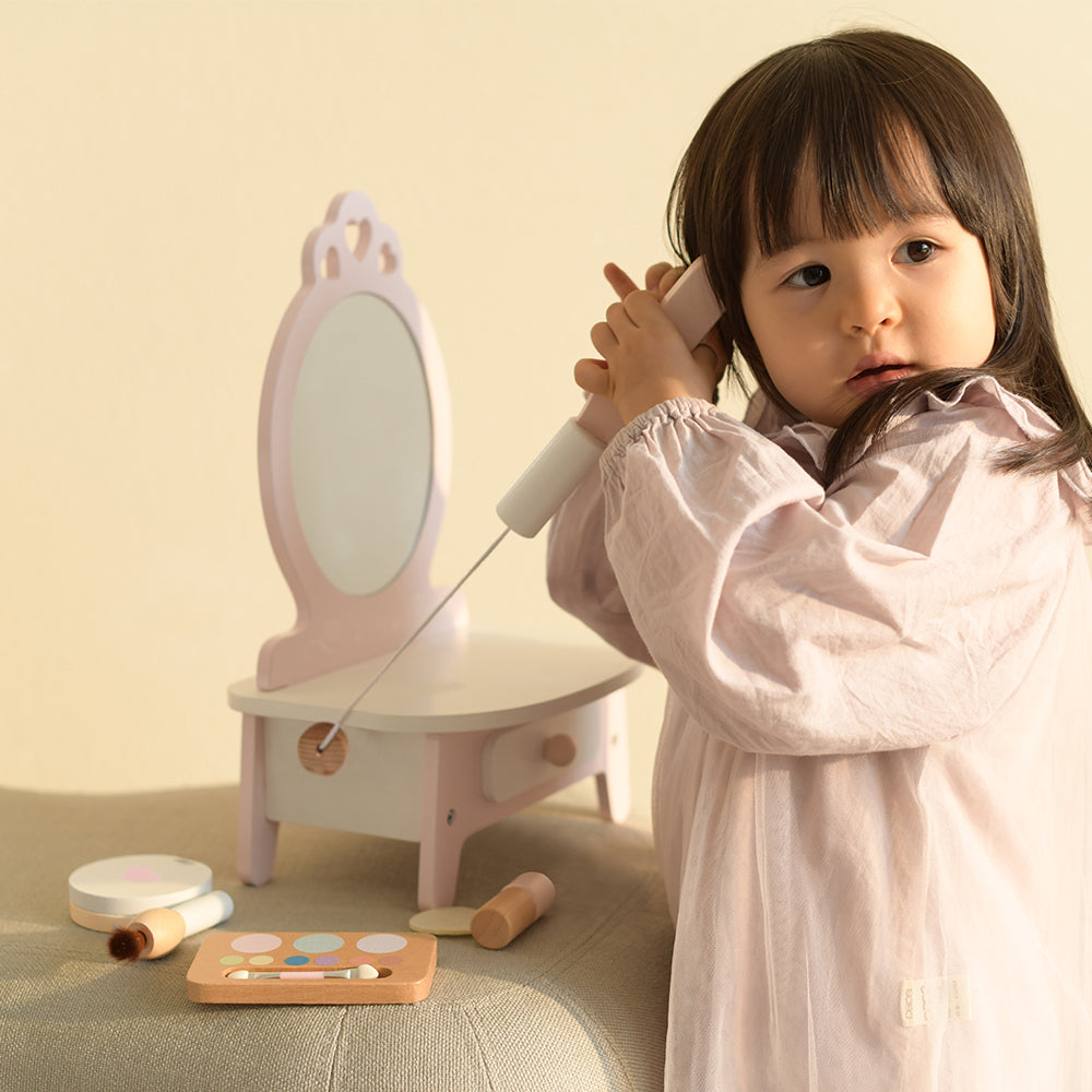Ξύλινο παιδικό παιχνίδι Τραπέζι ομορφιάς Boudoir με αξεσουάρ 3+ ετών
