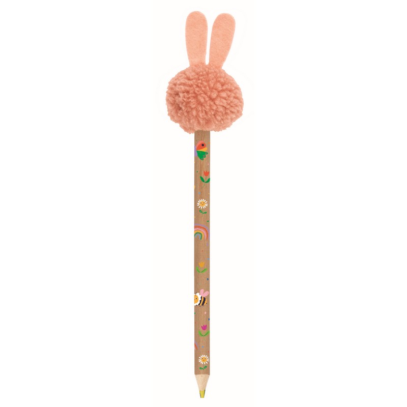 Spring Rainbow coloring pencil with pom poms in various colors Moses