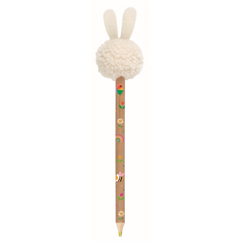 Spring Rainbow coloring pencil with pom poms in various colors Moses